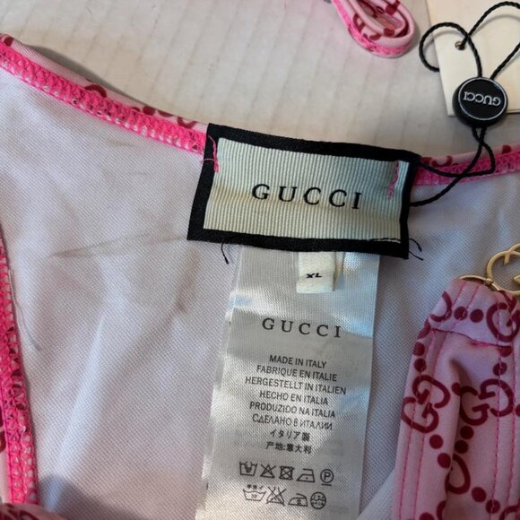 Gucci 2 piece Bikini Swimsuit  Size XL  Pink & Red  Made in Italy  NWT - Picture 2 of 2
